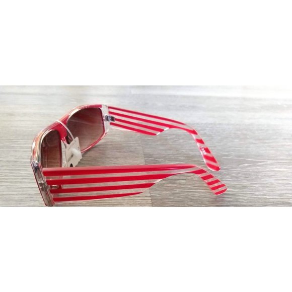 Vintage red clear striped plastic sunglasses - Picture 5 of 6